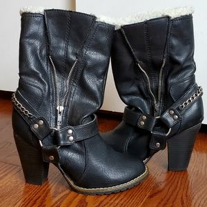 Candies High Heel Black Boots Biker